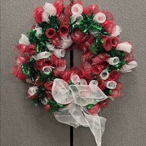 Festive Handmade Holiday Wreath with Silver Accents
